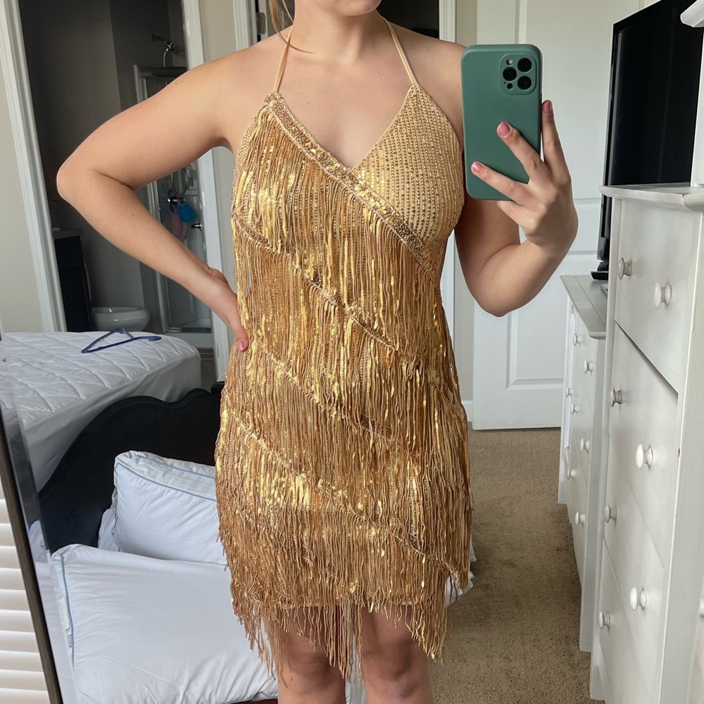 Gold Fringe Dress
